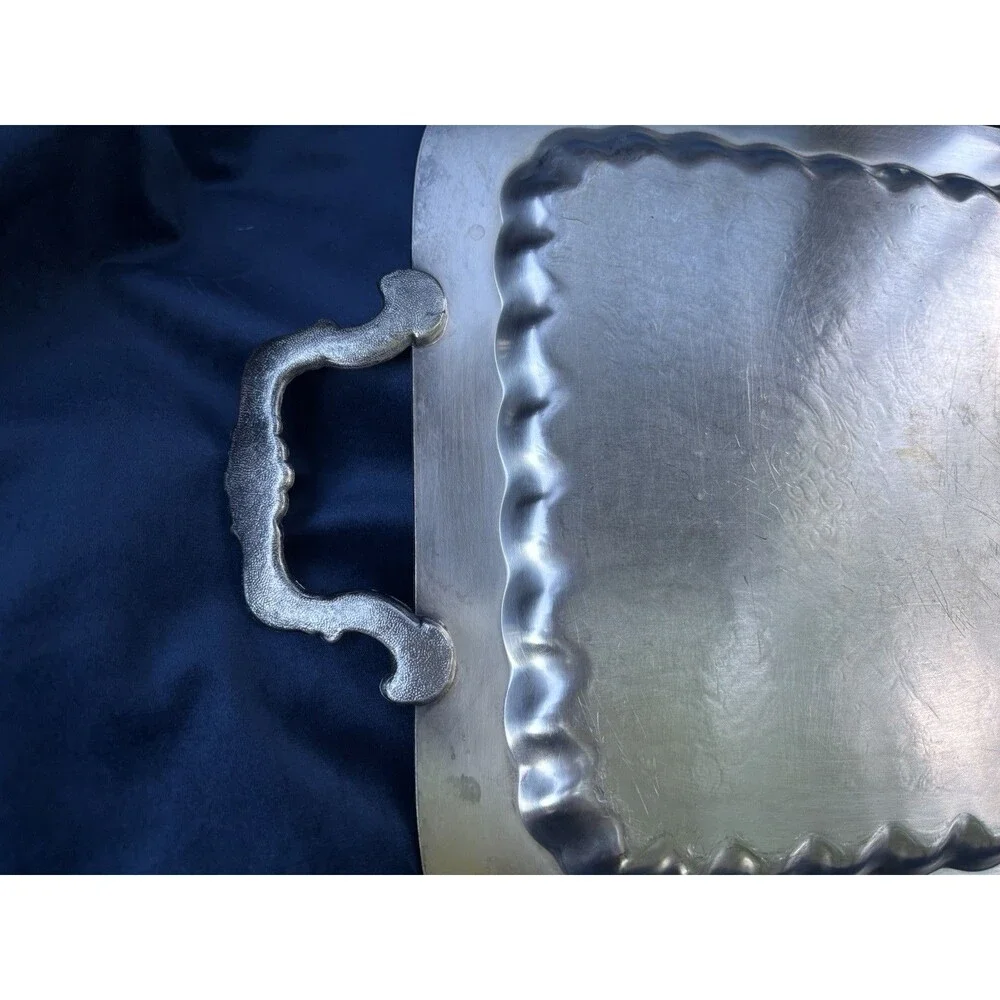 Vintage F.B. Rogers Silver Co 1460 Silver on Copper Serving Tray wOrnate Handles